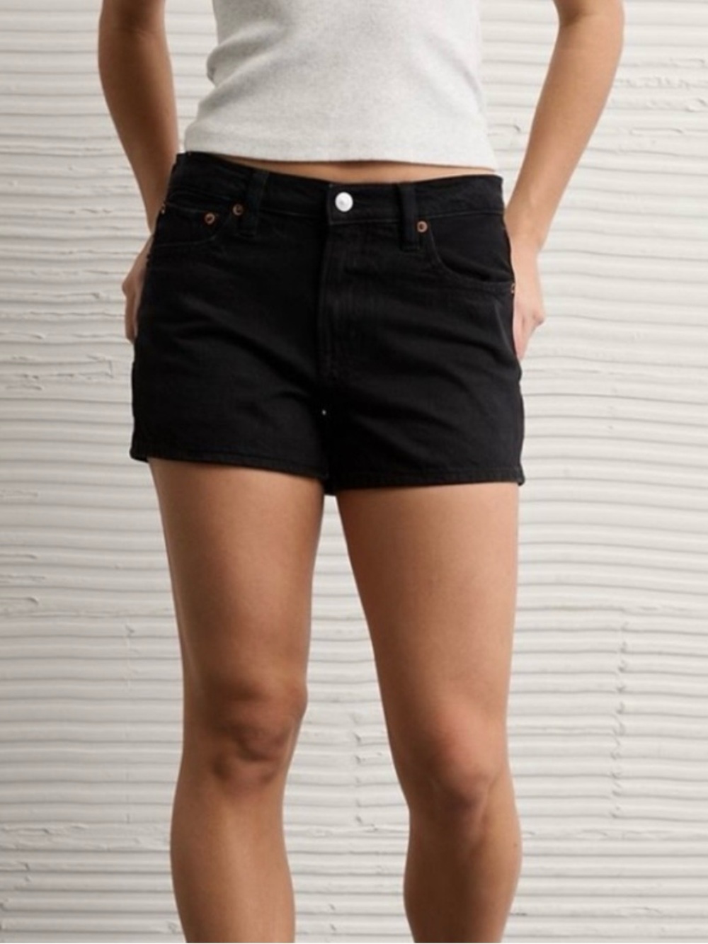 American Eagle Outfitters Strigid High Waist Relaxed Short Black Size 6